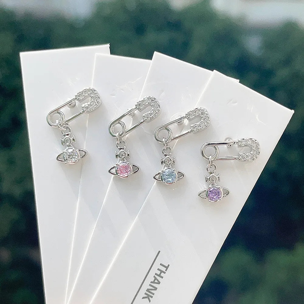 1 PCS Cute Pink Zircon Crystal Ear Bone Nail 316L Medical Titanium Steel Star Stud Earrings for Women Y2K Punk Piercing Jewelry.