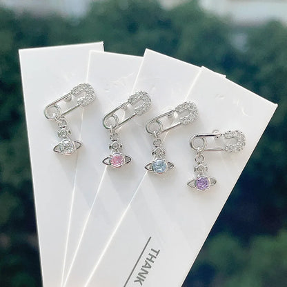 1 PCS Cute Pink Zircon Crystal Ear Bone Nail 316L Medical Titanium Steel Star Stud Earrings for Women Y2K Punk Piercing Jewelry.