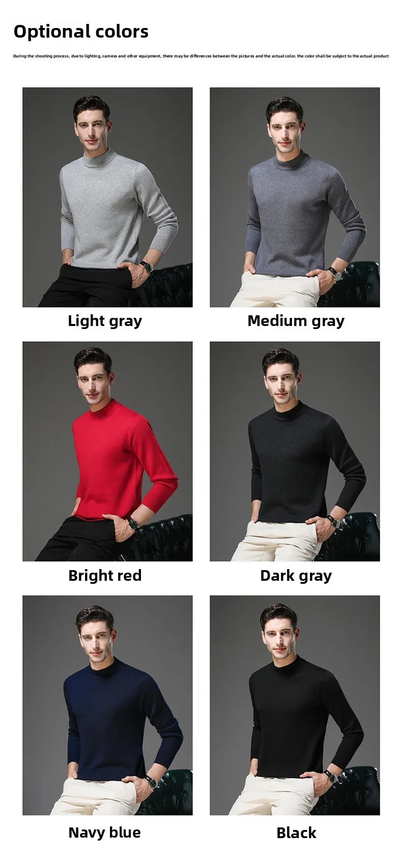High End Wool Anti-pilling Blended Fashion Brand Half Turtleneck Knit Pullover Casual Sweater Mens Jumper Designer Clothing.