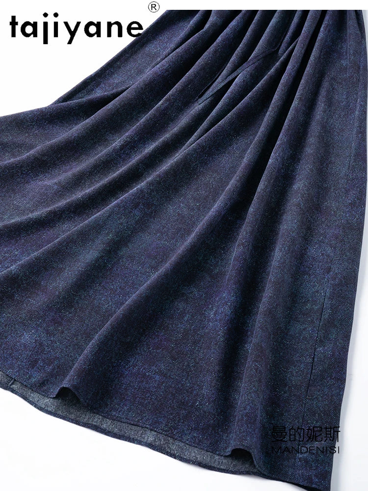 TAJIYANE 100% Maulbeerseide Kleid Frau Sommer 2025 Elegante Lange Kleider Denim Gedruckt Party Kleider Damen Kleidung Vestidos.