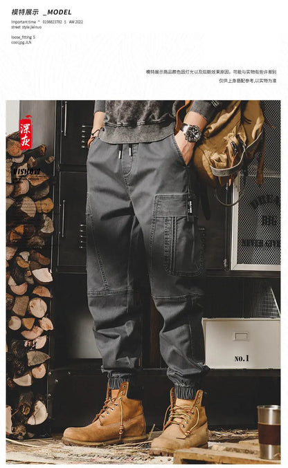 ARENS Techwear Cargo Pants Men Black Cargo Trousers Male Vintage Japanese Streetwear Hip Hop Pockets Casual Safari Style Loose.