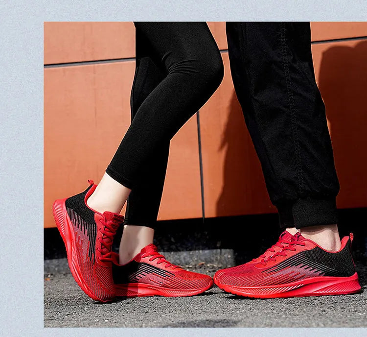 Summer Hot Sale Red Mesh Men Running Sneakers Big Size 47 Light Breathable Women Training Shoes Non-slip Sport Shoes for Man.
