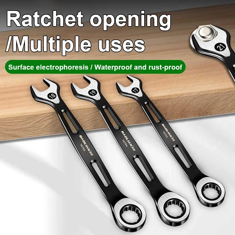 1PC 6-22mm Kombination Ratsche Dual-zweck Schlüssel Metric Universal Spanner arbeitssparende Anti Slip reparatur Werkzeug Hand Werkzeug