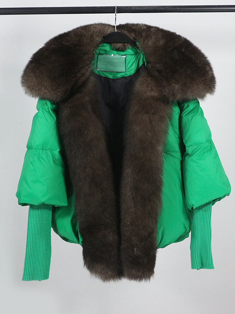 Lose Natürliche Echt Fox Pelz Kragen Mantel Dicke Neue Europäische Mode Weiße Ente Unten Jacke Winter Frauen Warme Luxus Oberbekleidung