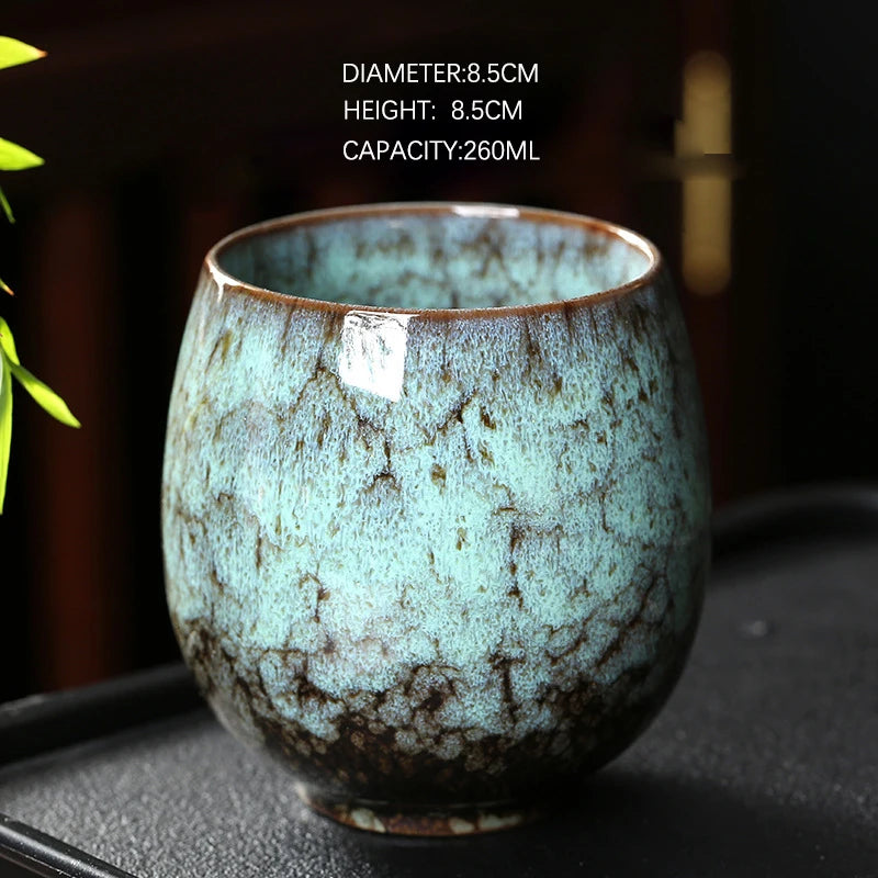 1pcs 250ml Chinese Style Kiln Changed Ceramic Coffee Cup Espresso Cups Pottery Cute Tea Cups Household Kung Fu Teacup Wholesale.