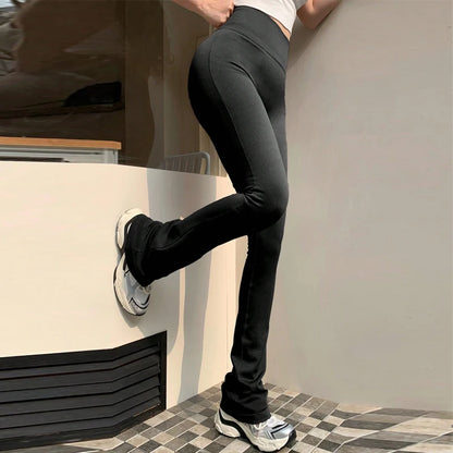 High Waisted Compression Without Awkward Lines Micro Flared Yoga Outdoor Wear Seamless Elastic Fitness Pants Lifting Leggings.