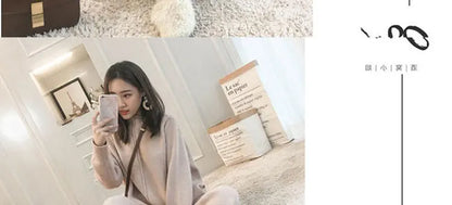 Loribindwood Gestrickte Pullover Breite Bein Hosen Anzug für Frauen Herbst/winter 2022, Neue Koreanische Lose Mode Zwei-stück Set