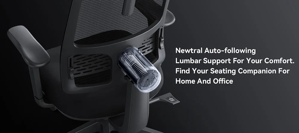 NEWTRAL MagicH-BP Ergonomischer Stuhl mit Fußstütze, automatisch ausgestellte Rückenlehne, adaptive Unterrückenstütze, verstellbare Armlehne, Kopfstütze