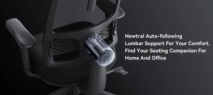 NEWTRAL MagicH-BP Ergonomischer Stuhl mit Fußstütze, automatisch ausgestellte Rückenlehne, adaptive Unterrückenstütze, verstellbare Armlehne, Kopfstütze