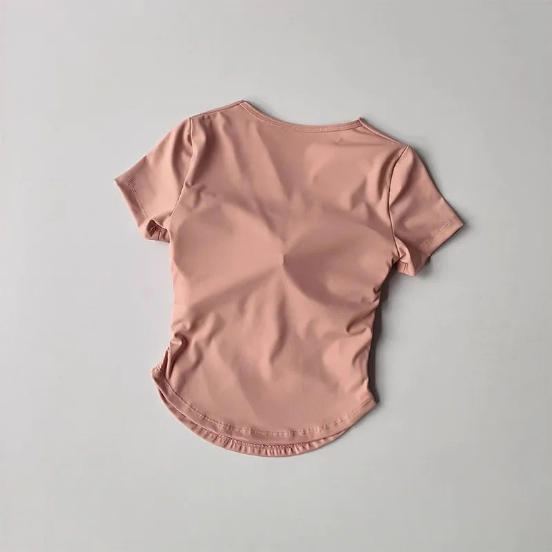 Sexy sports  Yoga Shirt Women Sports Bra Quick Dry Training Pilates Cover Up yoga shirts built in cup gym shirt  sports crop top.