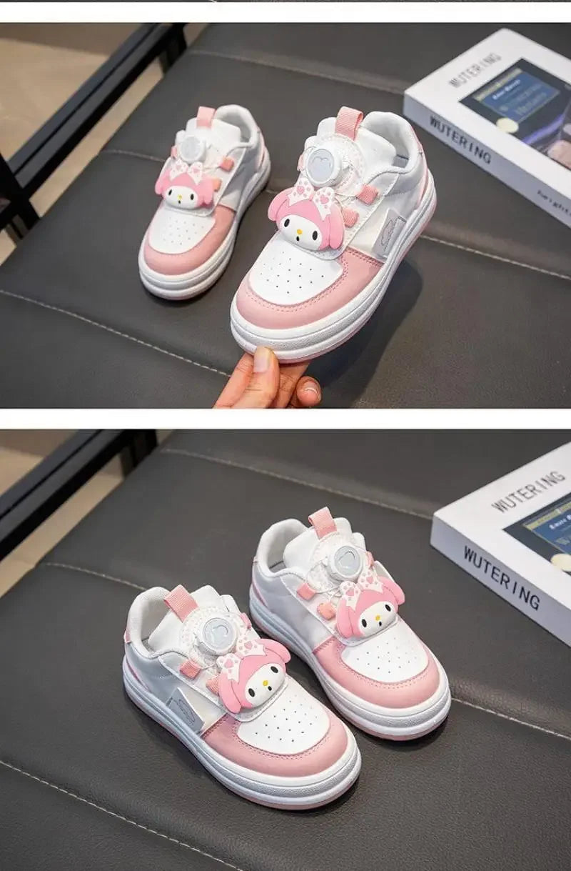 Children's Cute Melody Casual Board Shoes Girl's Cartoon Sneakers Spring and Autumn New Kawaii Kuromi Anti Slip Soft Sole Shoes.