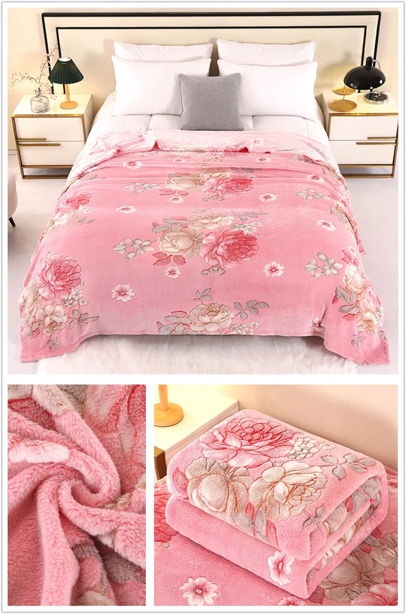 Bonenjoy 1pc Blanket Floral Style Bedspread Fleece Blanket Plaid Travel Shawl Sofa Nap Blankets Home Bedsheet manta.