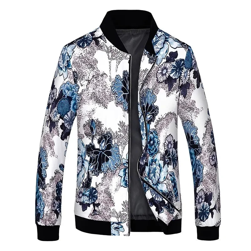 Spring new men's handsome printing men's jacket, fashion casual youth Slim sports jacket, Asian size M-6XL.