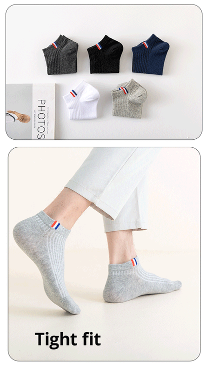 5 Pairs Of Thin Summer Blending Boat Socks Plain Color Mens Casual Socks Breathable Sweat Absorbing Calibration Socks.