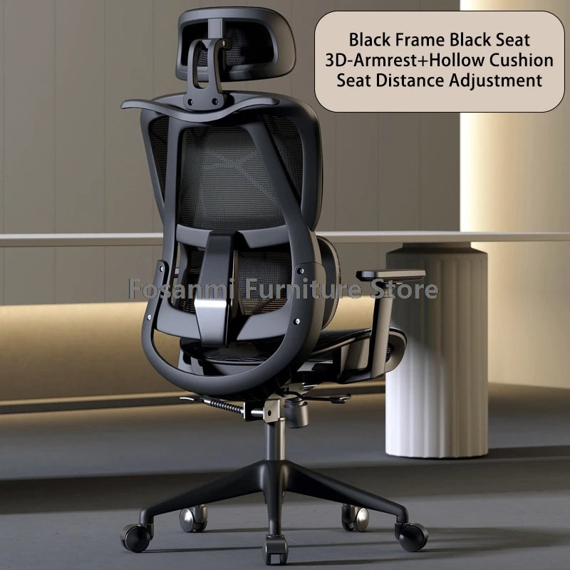 Atmungsaktiver Mesh-Computer-Bürostuhl mit Armlehne und Lordosenstütze, verstellbarer ergonomischer Schreibtischstuhl, Heim-Gaming-Kopfstützenstuhl