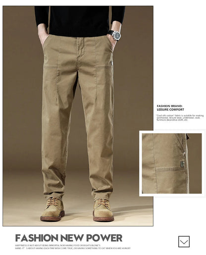 97% Cotton Men Casual Trousers Solid Color Slim Fit Men's Pants New Winter Autumn High Quality Classic Business Pant Male.