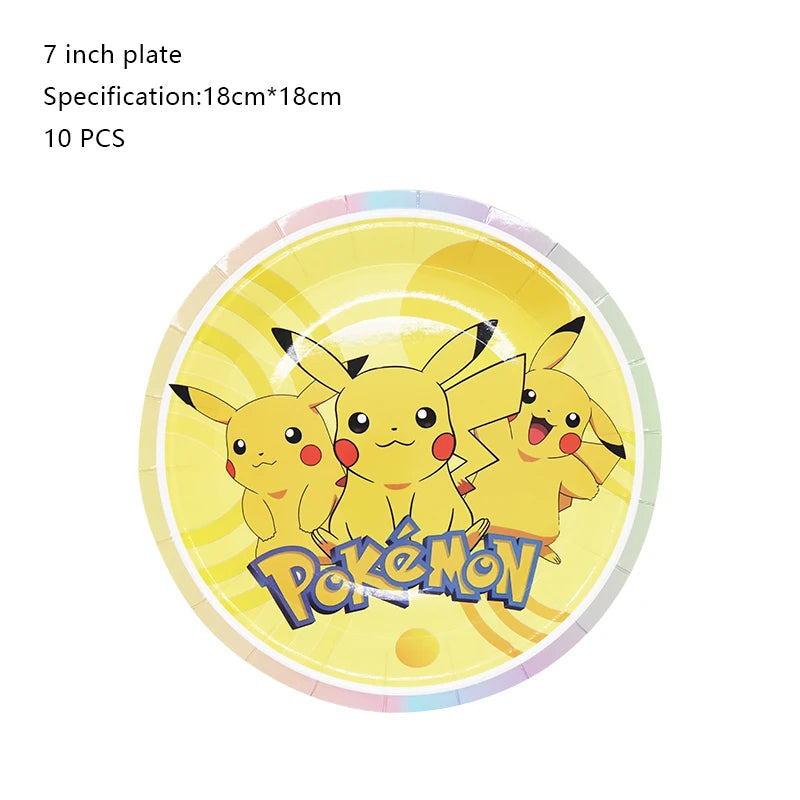 Pokemon Geburtstag Party Dekoration Neue Ligntning Pikachu Ballon Kid Event Liefert Einweg Geschirr Banner Hintergrund Platte
