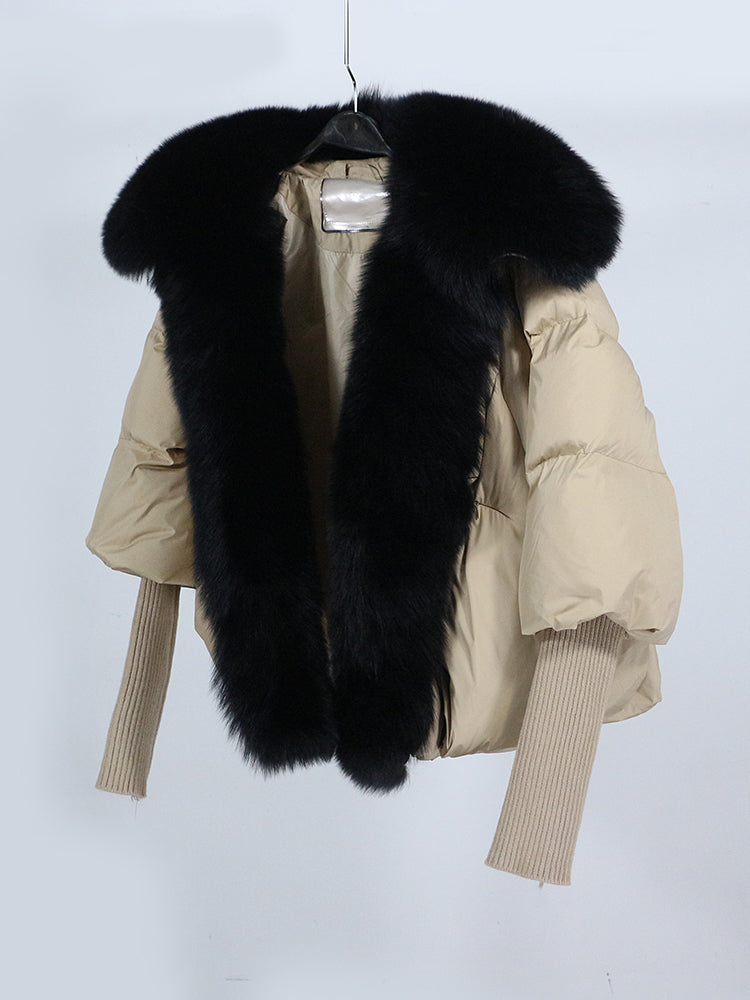 Lose Natürliche Echt Fox Pelz Kragen Mantel Dicke Neue Europäische Mode Weiße Ente Unten Jacke Winter Frauen Warme Luxus Oberbekleidung