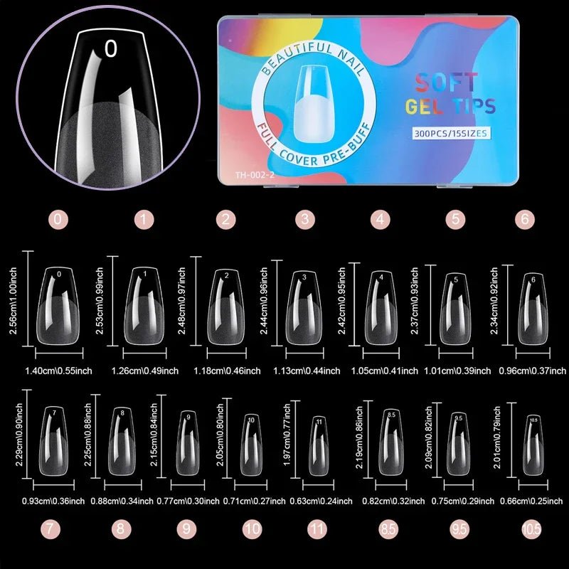 120-600Pcs False Nail Tips Soft Gel Fingertip Semi-matte Square French Coffin Full Half Cover Artificial Fake Nails Extension