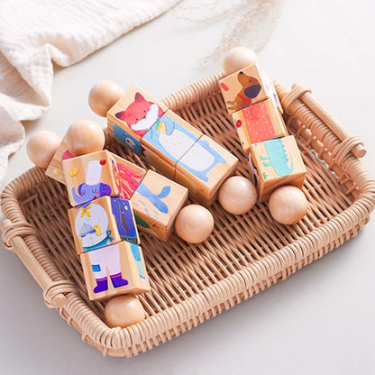 Baby Wooden Rotating Jigsaw Puzzle Hand bell Toy Baby Mobile Musical Rattle Toy Montessori Puzzle Game For Babies Newbaby Gift.