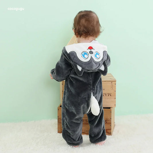 Husky Stram pler Baby Boy Girl Pyjama Neugeborene Bebe Kleidung niedlichen Body suits Flanell warmes einteiliges Winter Halloween Tier Outfit