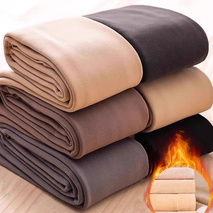 Women Thermal Leggings Winter Warm Sexy Elastic Translucent Pantyhose Female Fleece Thermal High Waist Slim Thicken Tight Pants