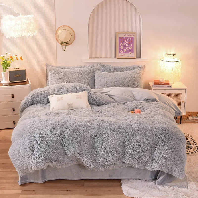 3/4PCS Luxurious Plush Duvet Cover Set – Cozy & Soft Bedding, Perfect for Bedroom Comfort, Ideal for Guest Rooms and Dorm Aesth
