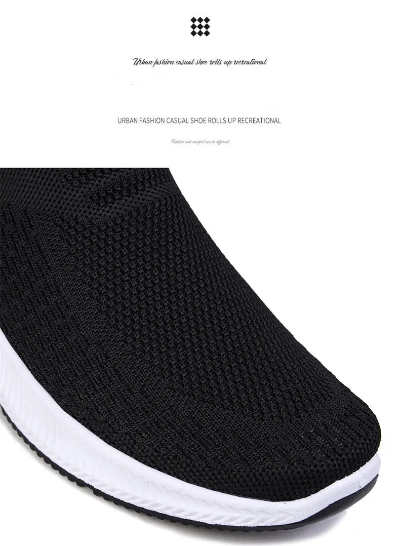 Men Walking Shoes Knit Mesh Breathable Sneakers Lightweight Sneakers Slip-on Mens Casual Shoes Fashion Comfort.