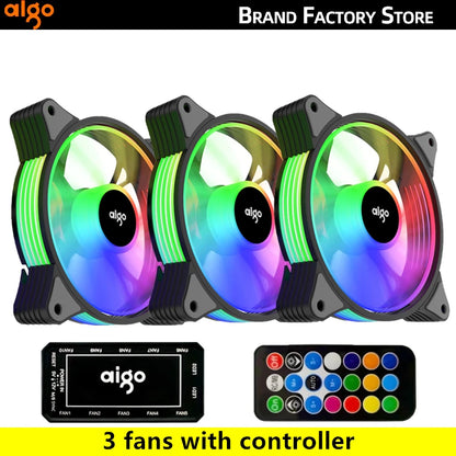Aigo AR12 120mm PC Gamer Computer Case Fan RGB 12v Heatsink Aura Sync Cooler Argb Silent Controller Kit Fan Cooling Ventilador.
