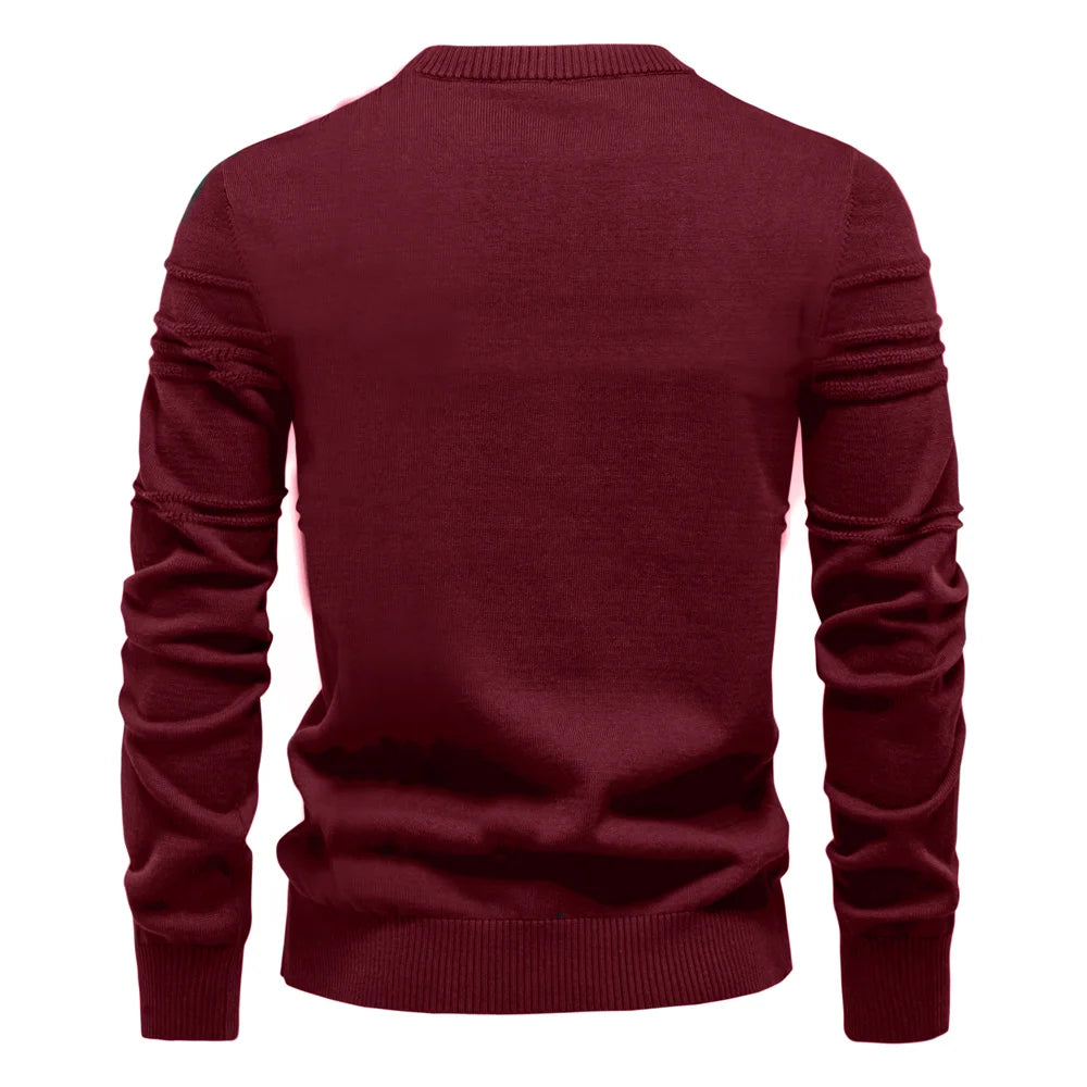 AIOPESON Mens Crewneck Pullover Sweater Knitted Cotton Stripped Quality Autumn Winter Warm Sweaters for Men.