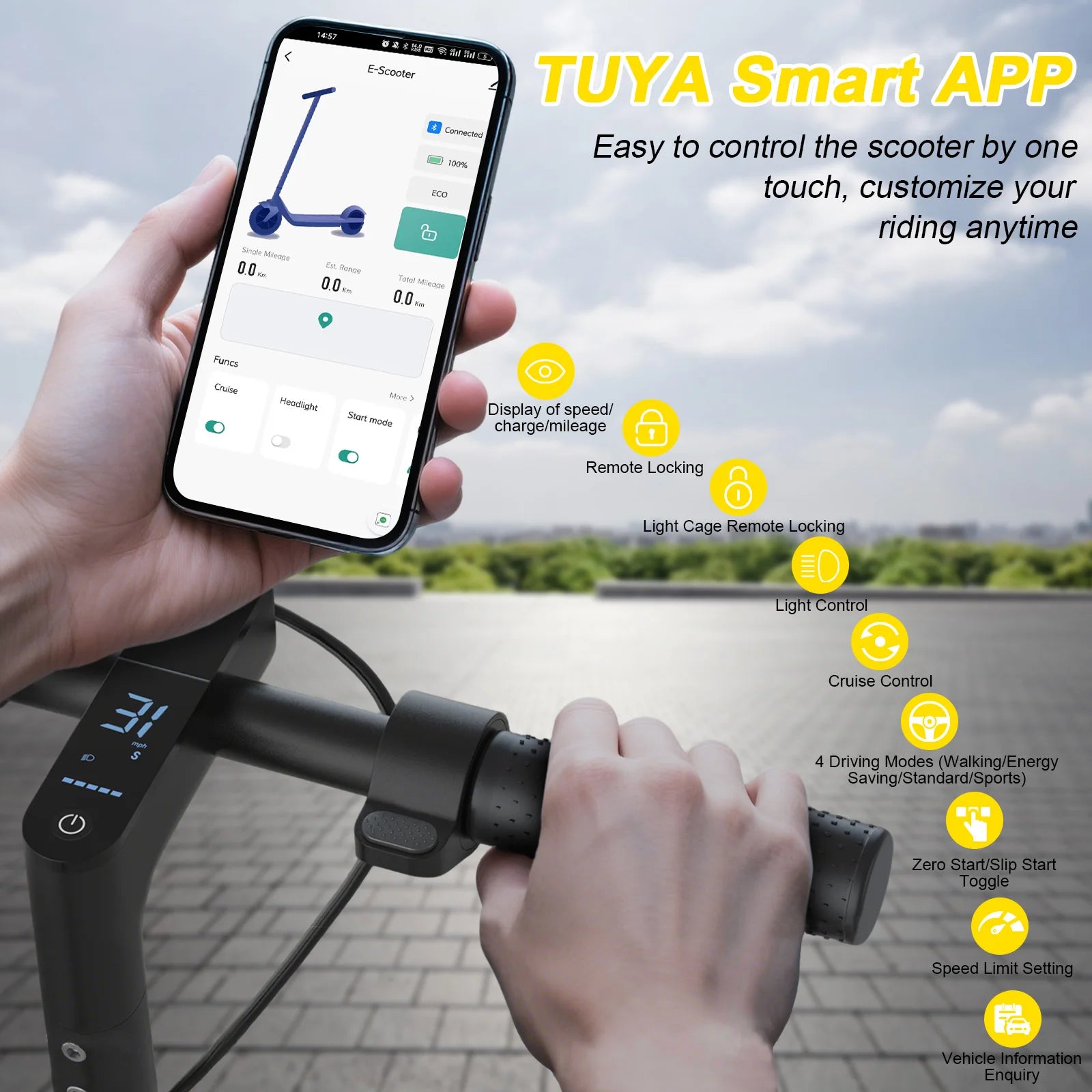 AOVOPRO LP10 500W Electric Scooter 42V 10.5Ah 35KM/H 35KM Long Range 10 Inch with Shock Absorption Smart Foldable EScooter.