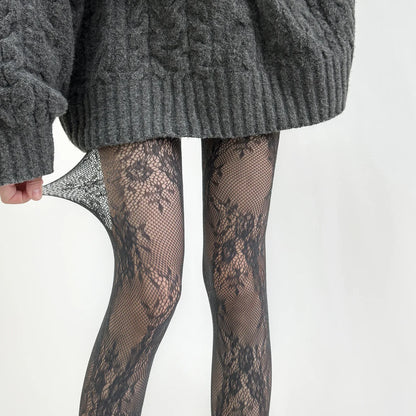 2025 New Tights Women Sexy Lace Floral Thigh High Stockings Pantyhose Lingerie Hosiery Mesh Fishnet Stockings Women Tights
