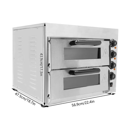 3000 W Pizzaofen 2 Etagen Toaster Bäckerofen Edelstahl Elektrischer Pizzaofen Backmaschine Elektrischer Backofen Küche Micr