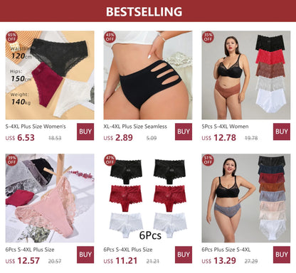 1XL-4XL Plus Size Women Briefs Panties High Waist Sexy Lingerie Hollow Out Underpanties Comfortable Underwear 80-140kg.