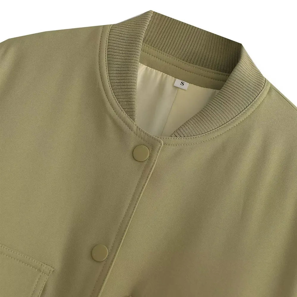Women Fashion With Pockets Bomber Jacket Coats Vintage Long Sleeve Front Button Casual Female Outerwear Chic Tops.