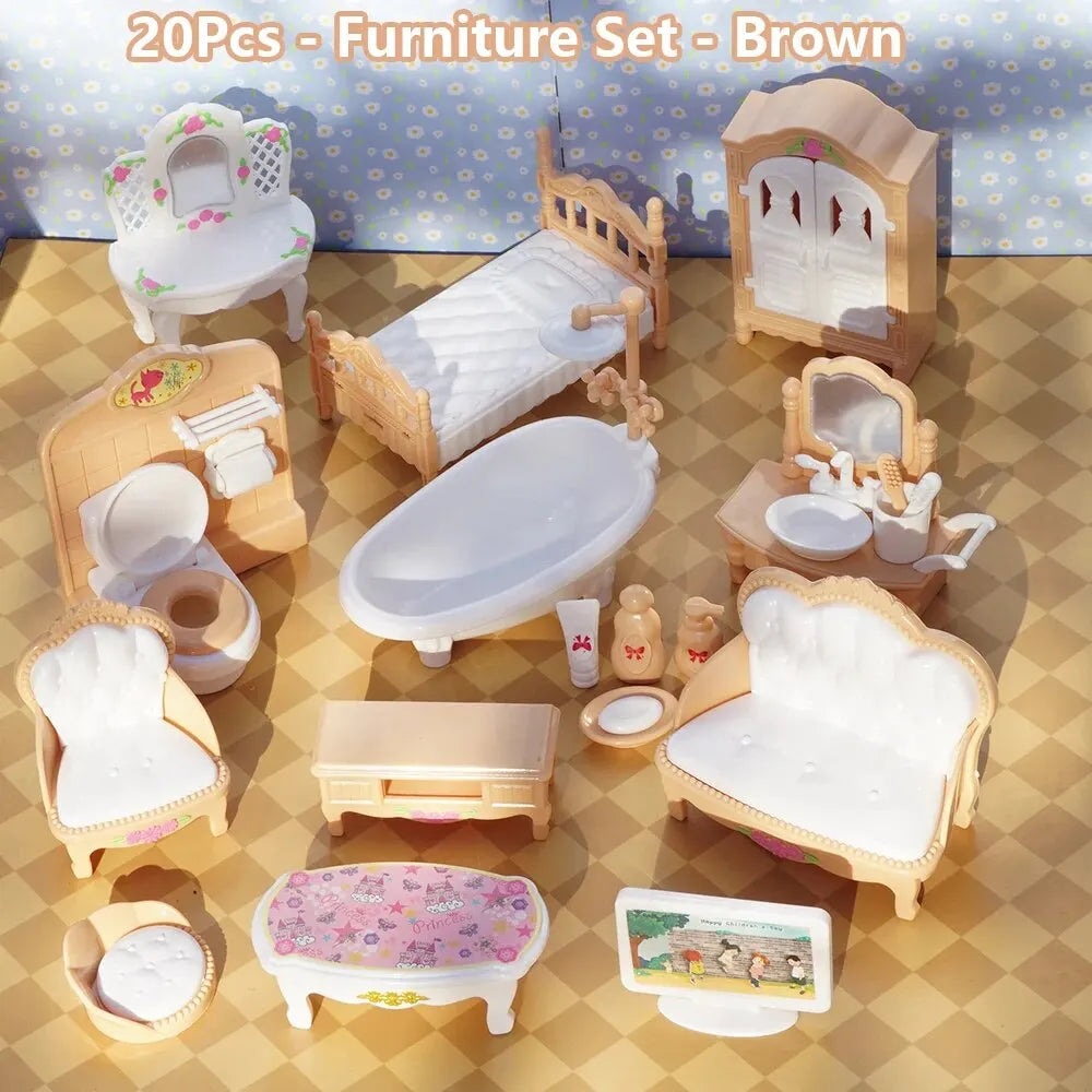 Hot Sale Cute Kawaii Pink 10 Items/Lot Miniature Dollhouse Furniture Accessory Kids Toys Kitchen Cooking Things For Girl Gifts.