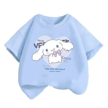 2024 New Summer COTTON T shirt Girls Boys Cinnamoroll T shirt Cartoon Print Kids T-Shirts Children Girls Tops Clothes.