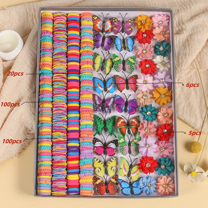 231 Pcs Of Children's Accessories Hair Clips, Princess Hair Ropes, Baby Hair Rings, Edge Clips Accessories Combination Set.