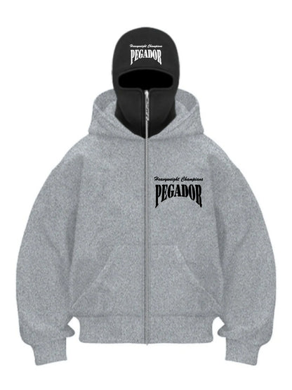 New men's and women's casual sportswear for autumn and winter 2025, with hooded face mask design and warm design.