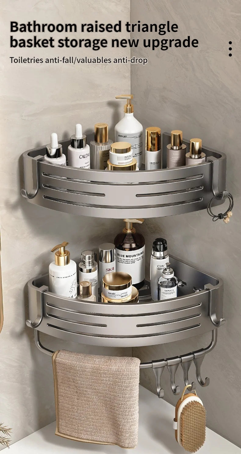 Kein Bohren Aluminium Badezimmer Regal Regale Shampoo Make-up Lagerung Halter Küche Organizer Wand Badezimmer Zubehör