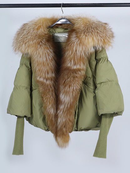 Lose Natürliche Echt Fox Pelz Kragen Mantel Dicke Neue Europäische Mode Weiße Ente Unten Jacke Winter Frauen Warme Luxus Oberbekleidung