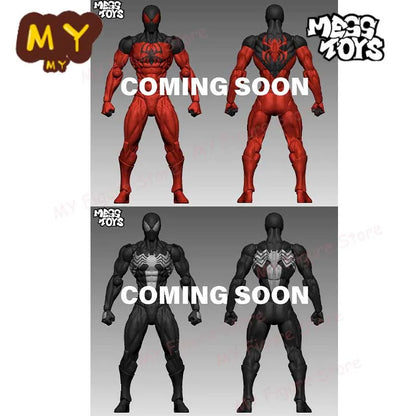 New MessToys Spiderman Figure CT Toys Black Red Spider Man Figurine Mess Toys Anime Action Figure Statue Model Gifts Kid Toys