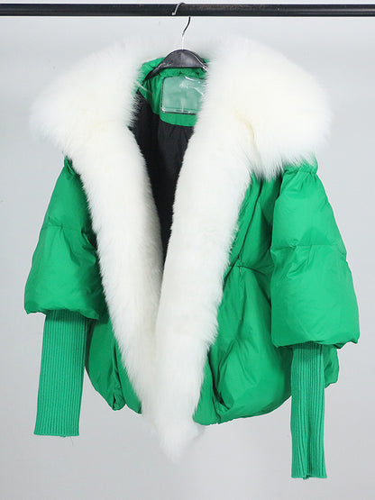 Lose Natürliche Echt Fox Pelz Kragen Mantel Dicke Neue Europäische Mode Weiße Ente Unten Jacke Winter Frauen Warme Luxus Oberbekleidung