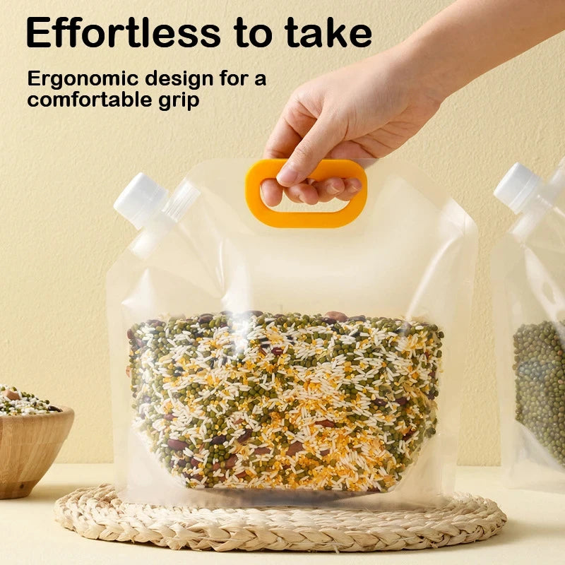 5Pcs Grains Sealed Bag Cereal Containers Moisture-Proof And Insect-Proof Transparent Food Grade Storage Bag Kitchen Organizer.