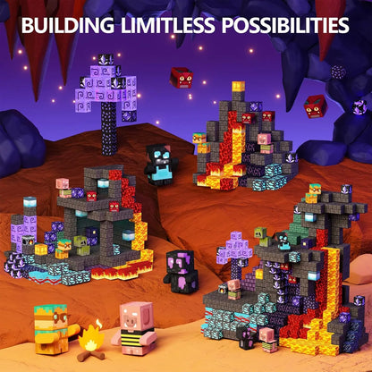 100PCS Magnetic Blocks Building Toys Cave World Magnet Construction Set STEM Educational Sensory Christmas Gift For Kids.