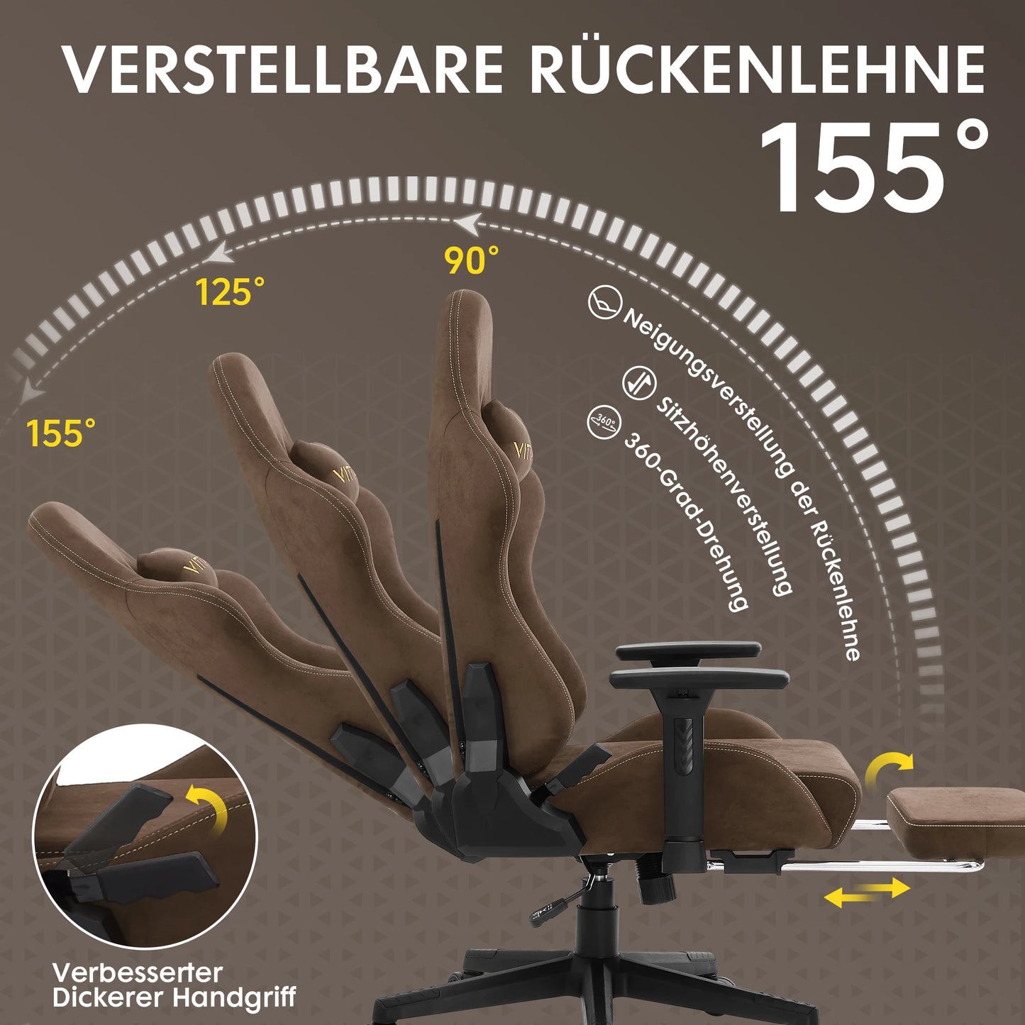 Ergonomischer roter Gaming-Stuhl für Erwachsene, Innen-PC, Computerstuhl, Rennbürostuhl, höhenverstellbarer Drehstuhl aus Wildleder