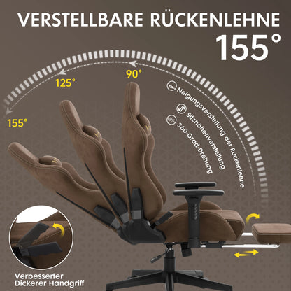Ergonomischer roter Gaming-Stuhl für Erwachsene, Innen-PC, Computerstuhl, Rennbürostuhl, höhenverstellbarer Drehstuhl aus Wildleder