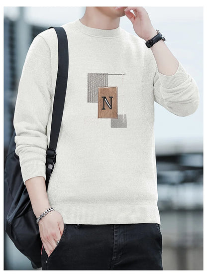Men's Fleece Lined Pullovers Fashion Sweaters Autumn Winter Jumpers Fashion New Jersey Men's Clothes.