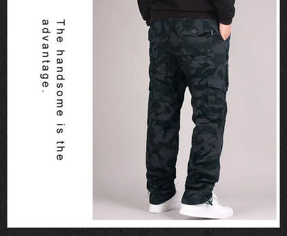 Autumn Winter Mens Cargo Pants Fleece Warm Trousers Cotton Pants Insulated Hiking Running Pants Man Multiple Pockets.