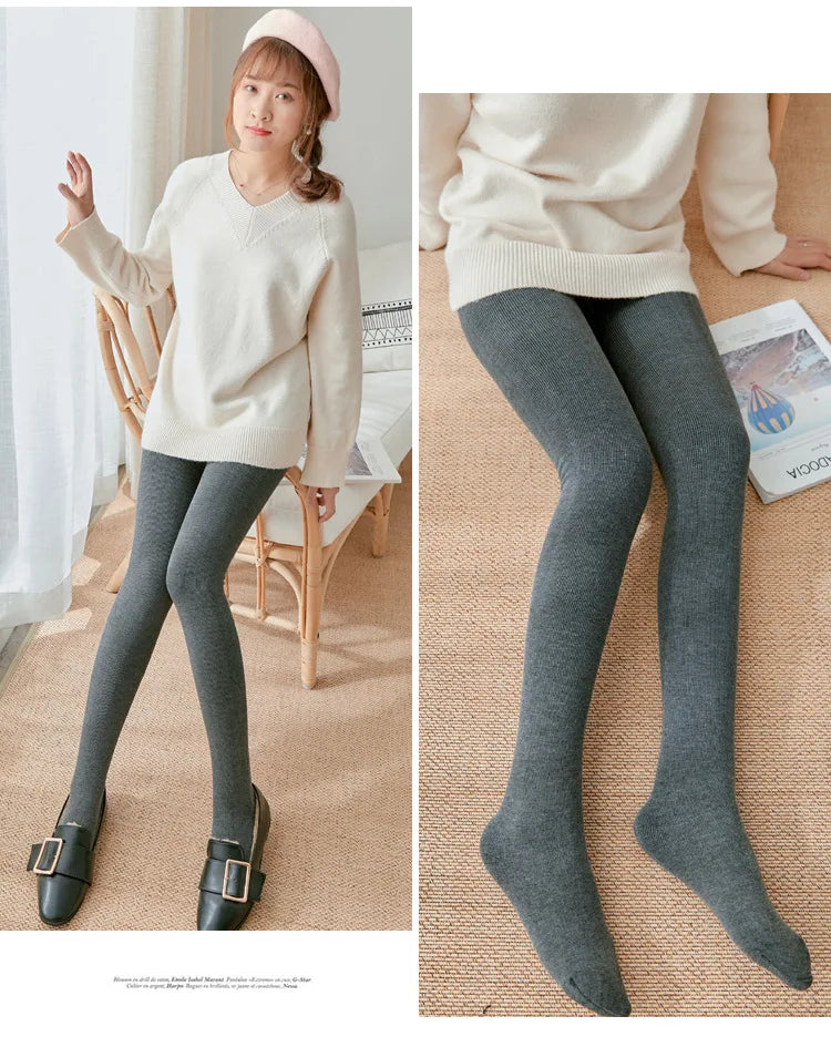 Women's Fall Winter Ribbed Vertical Stripe Thermal Leggings Fleece Thickened  Street Ready Seamless High Waist Thermal Pants.